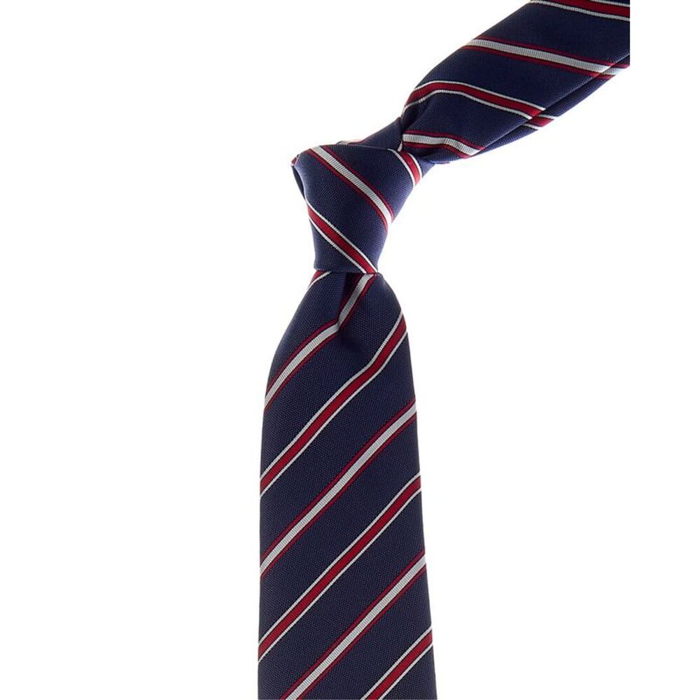 Canali Navy & Red Diagonal Stripe Silk Tie